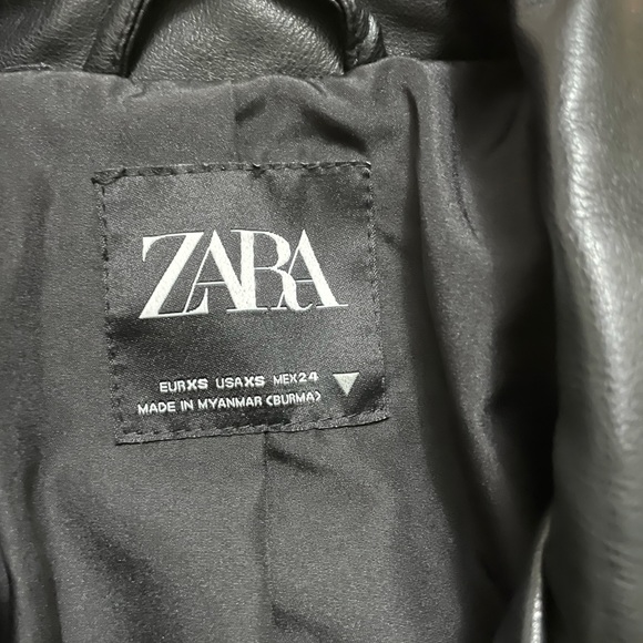 Zara Faux Black Leather Jacket - Picture 4 of 14